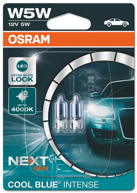OSRAM W5W 12V W5W Glassockel Cool Blue INTENSE NextGeneration 4000K Blister Set - 2 Stück